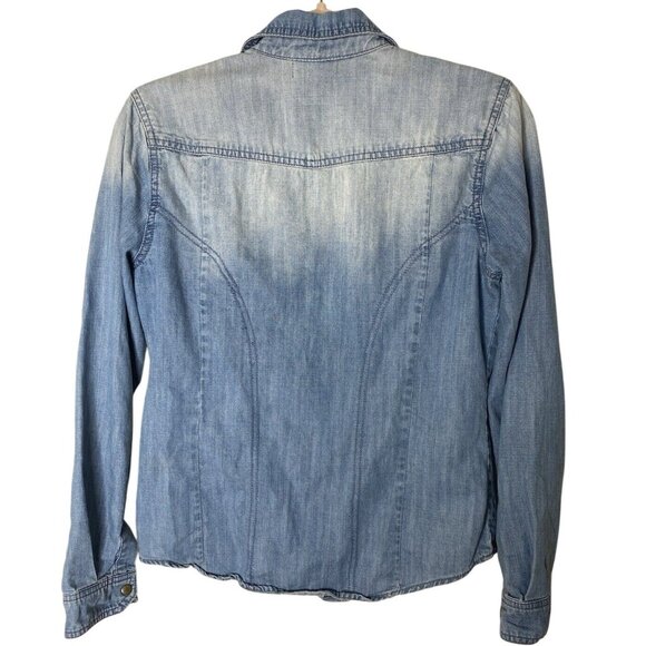 BDG Womens Small Chambray Denim Shirt Snap Button Western Y2K Urban Outfitters - Picture 2 of 4
